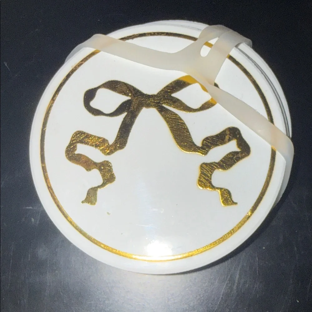 Harman Ceramic White with Bow Accent Coasters Set of Four!